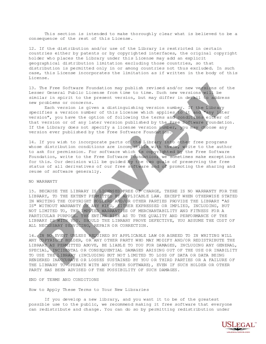 Get GNU Lesser General Public License Preview GNU Lesser General Public License