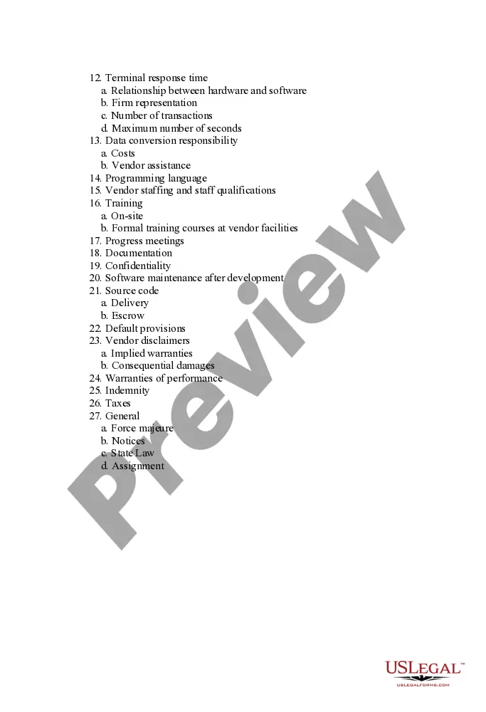 Preview Checklist for Software Development Contract