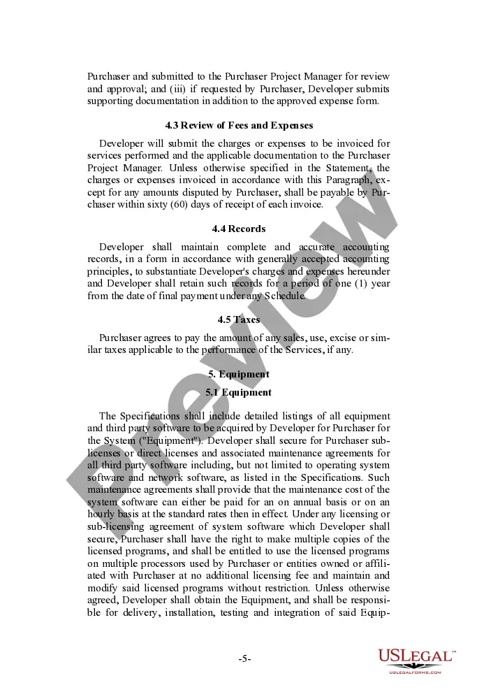 Get Software and Equipment Development Agreement Preview Software and Equipment Development Agreement