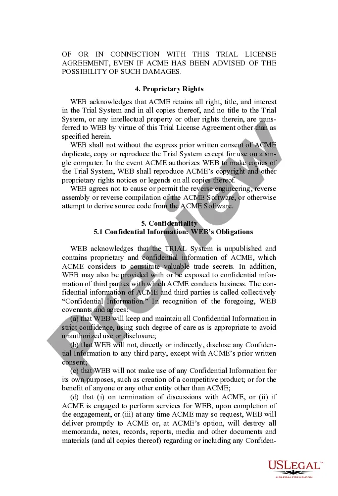 Preview Trial License Agreement