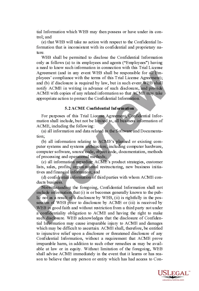 Preview Trial License Agreement