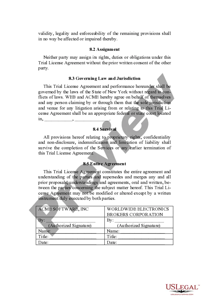 Preview Trial License Agreement