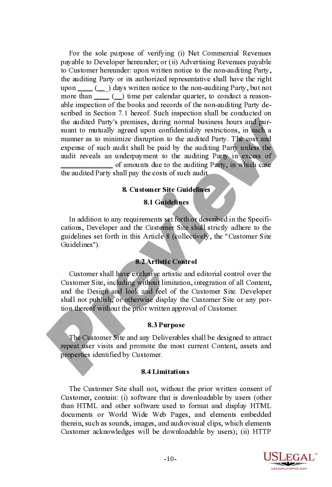 Preview Client Oriented Web Site Development and Services Agreement