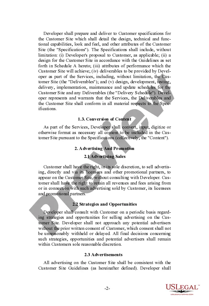 Preview Client Oriented Web Site Development and Services Agreement