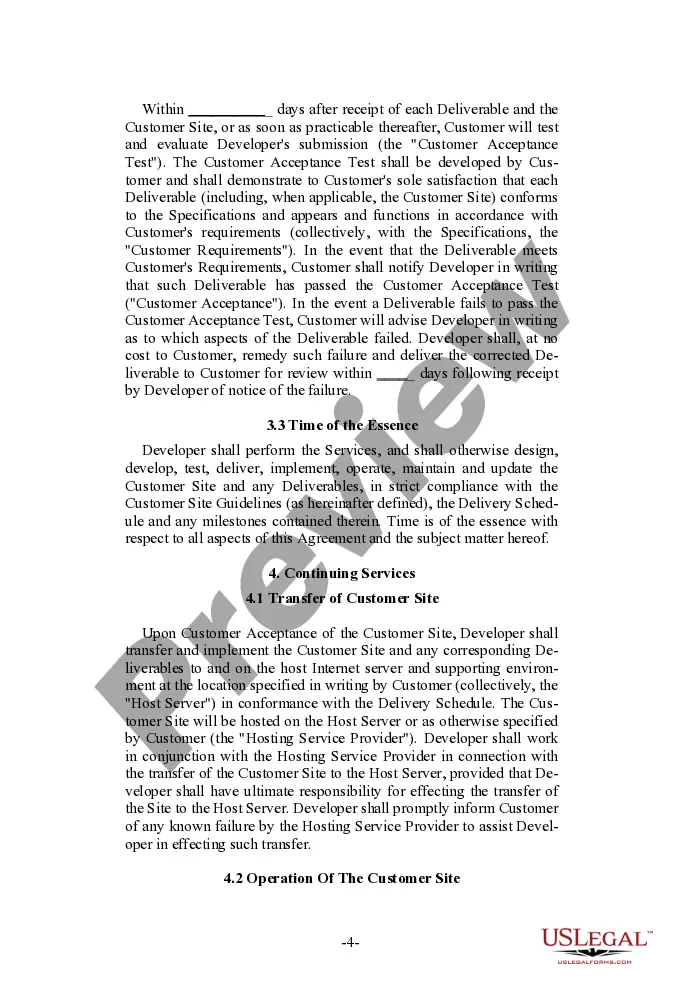 Preview Client Oriented Web Site Development and Services Agreement