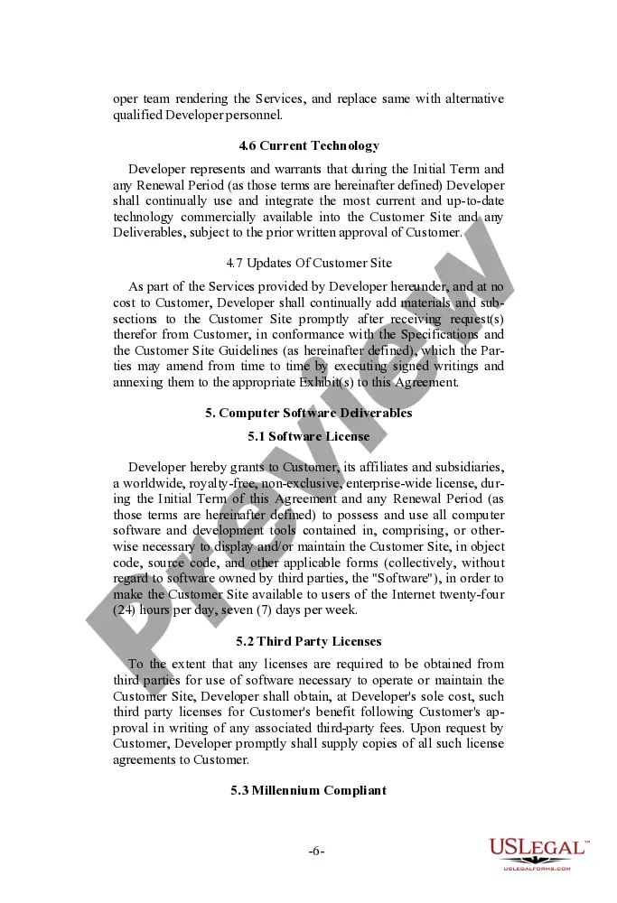Preview Client Oriented Web Site Development and Services Agreement