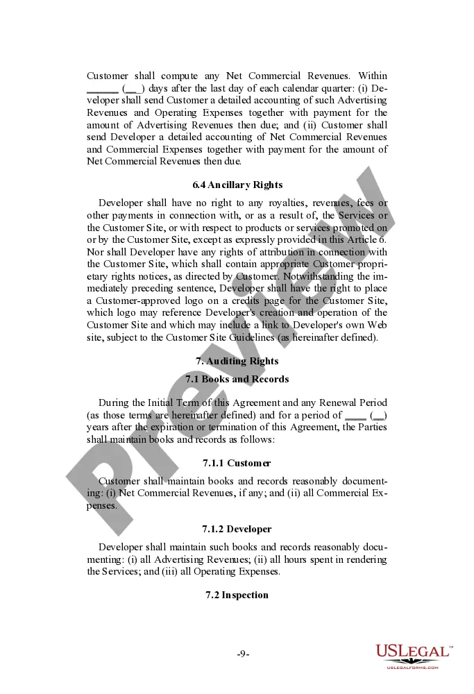Preview Client Oriented Web Site Development and Services Agreement