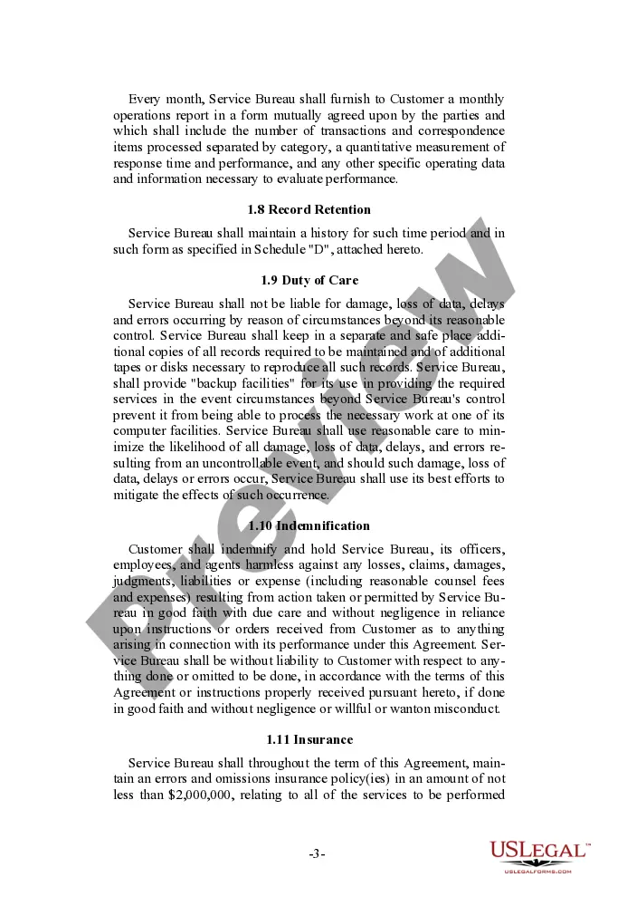 Get Service Bureau Distribution Agreement Preview Service Bureau Distribution Agreement