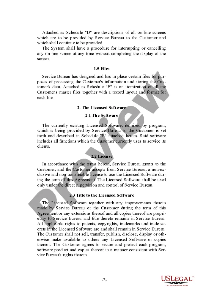 Get Service Bureau Distribution System Agreement Preview Service Bureau Distribution System Agreement