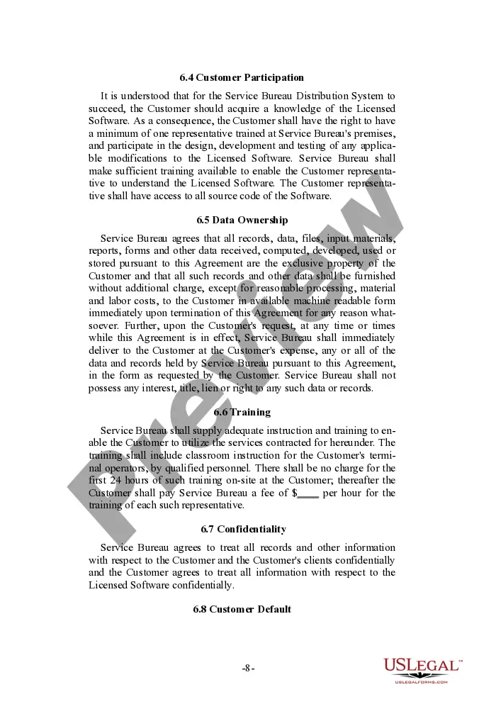Get Service Bureau Distribution System Agreement Preview Service Bureau Distribution System Agreement