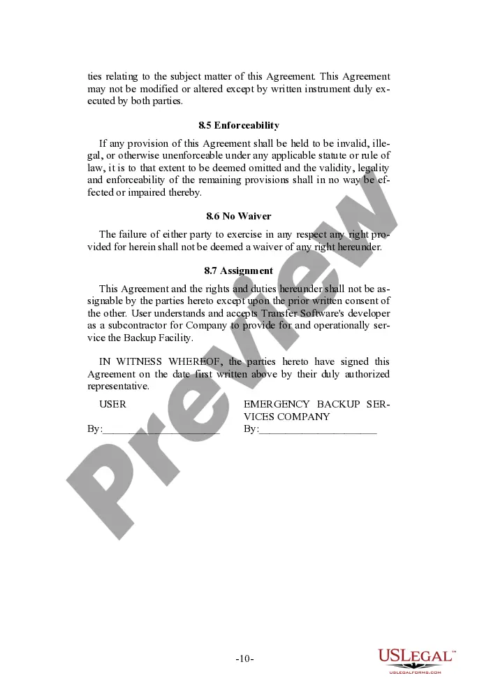Get Emergency Backup Service Agreement Preview Emergency Backup Service Agreement