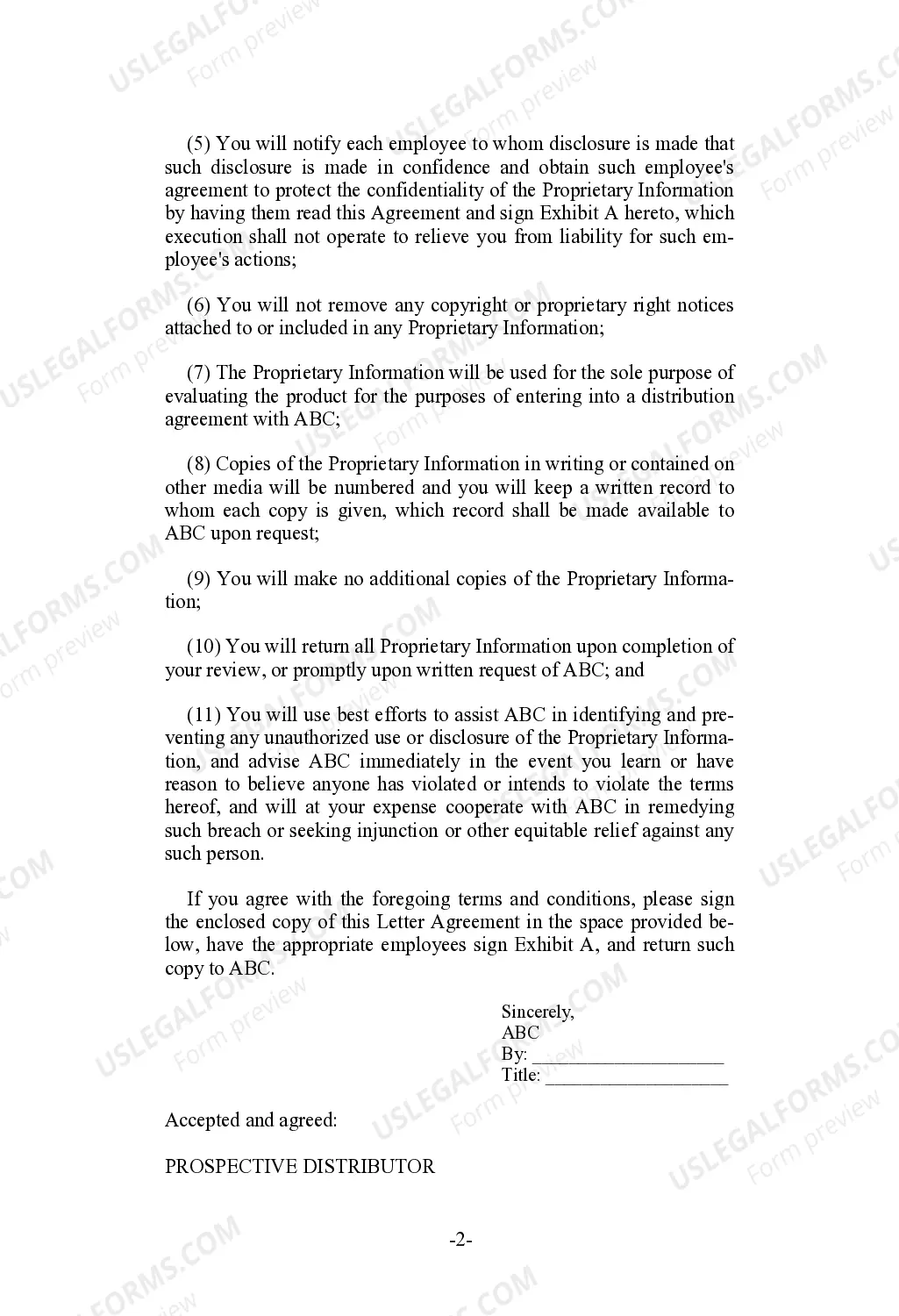 Preview Secrecy Letter Agreement