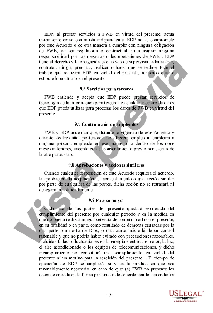 Preview Acuerdo de Outsourcing - Corto