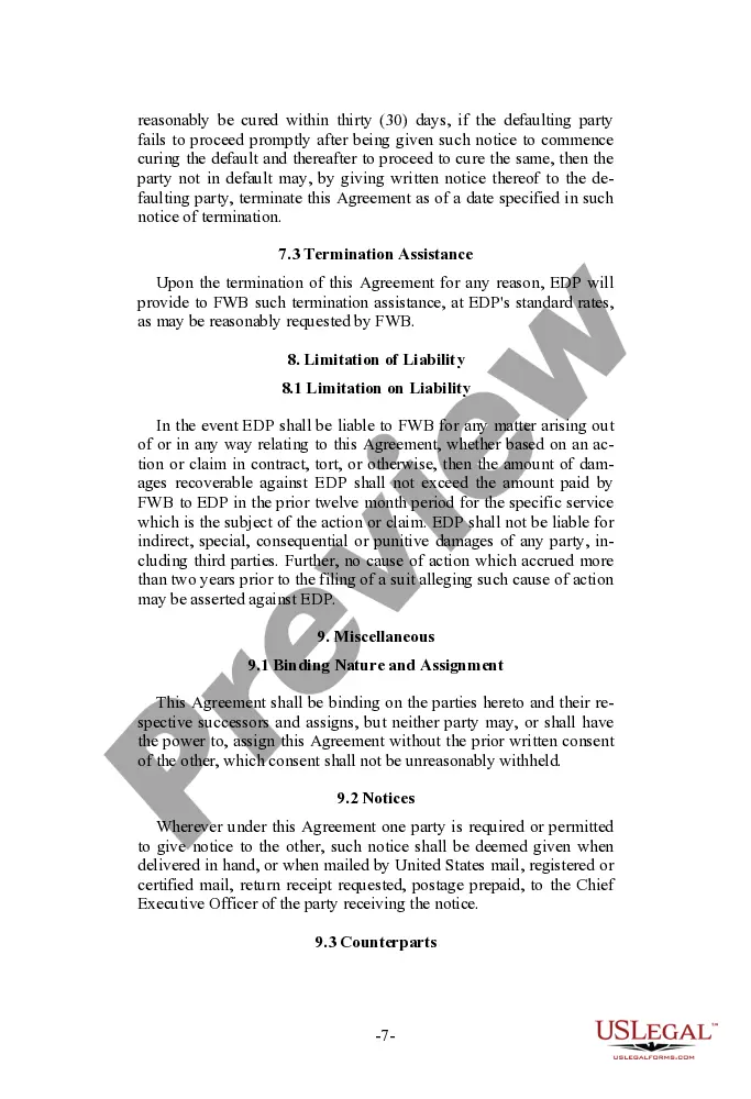 Preview Outsourcing Agreement - Short