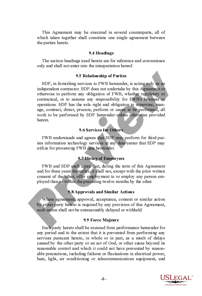 Preview Outsourcing Agreement - Short