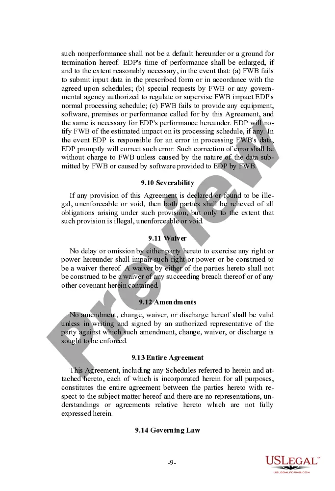 Preview Outsourcing Agreement - Short