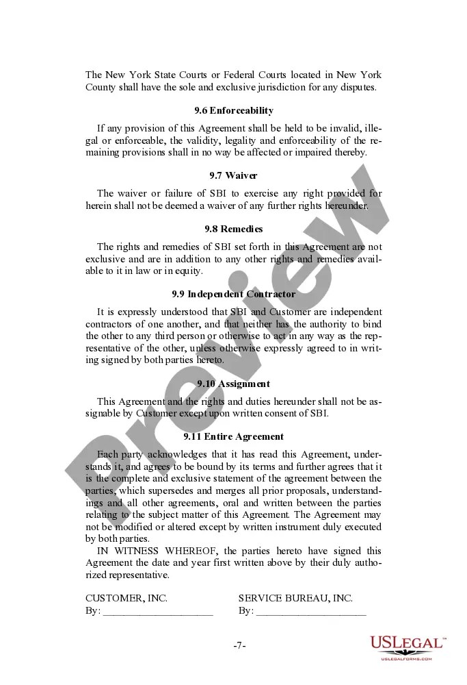 Get Service Bureau Agreement - Alternative Format Preview Service Bureau Agreement - Alternative Format