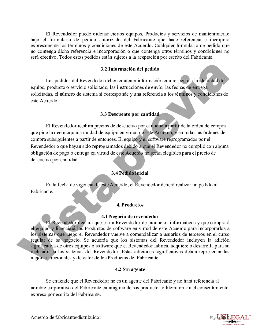 Preview Fabricante - Acuerdo de revendedor