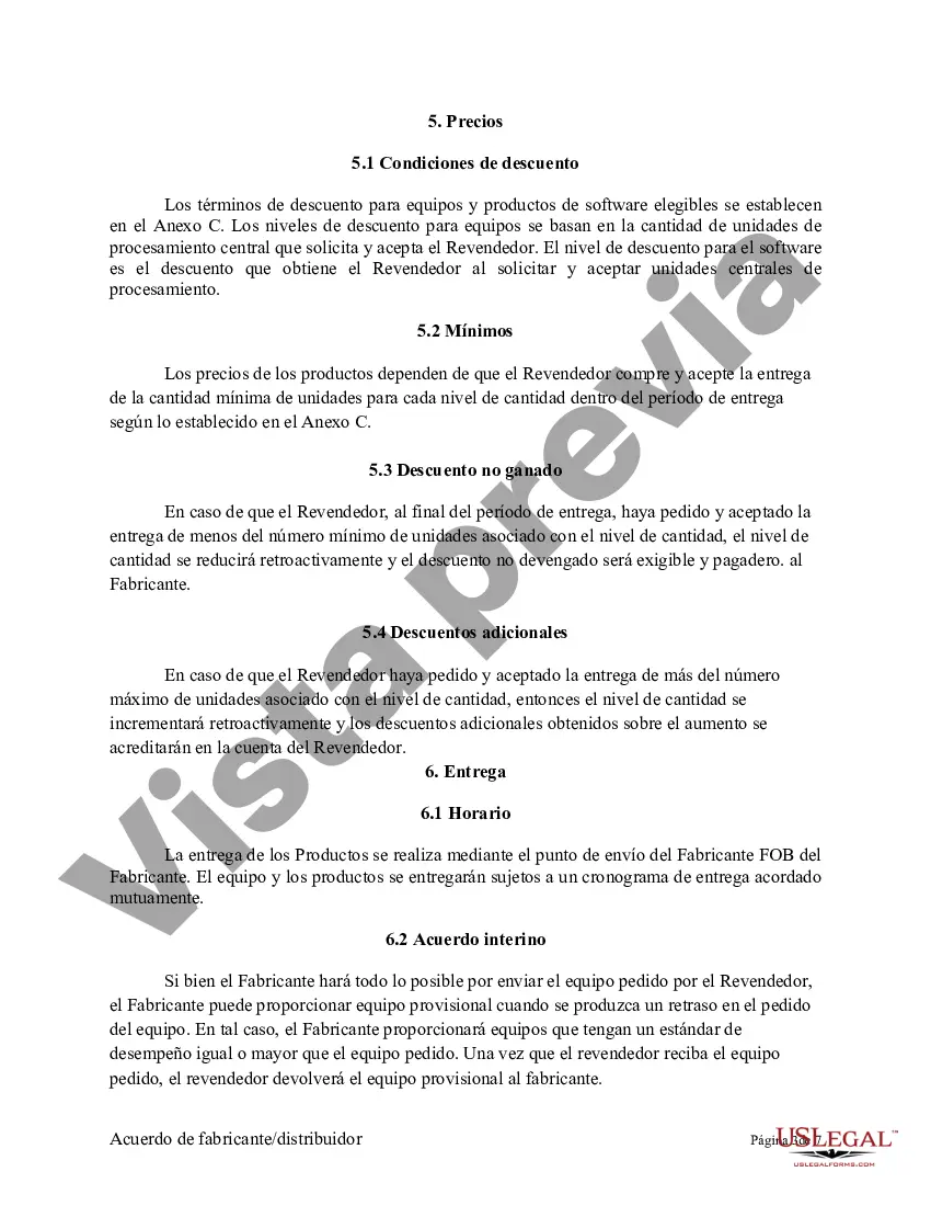 Preview Fabricante - Acuerdo de revendedor