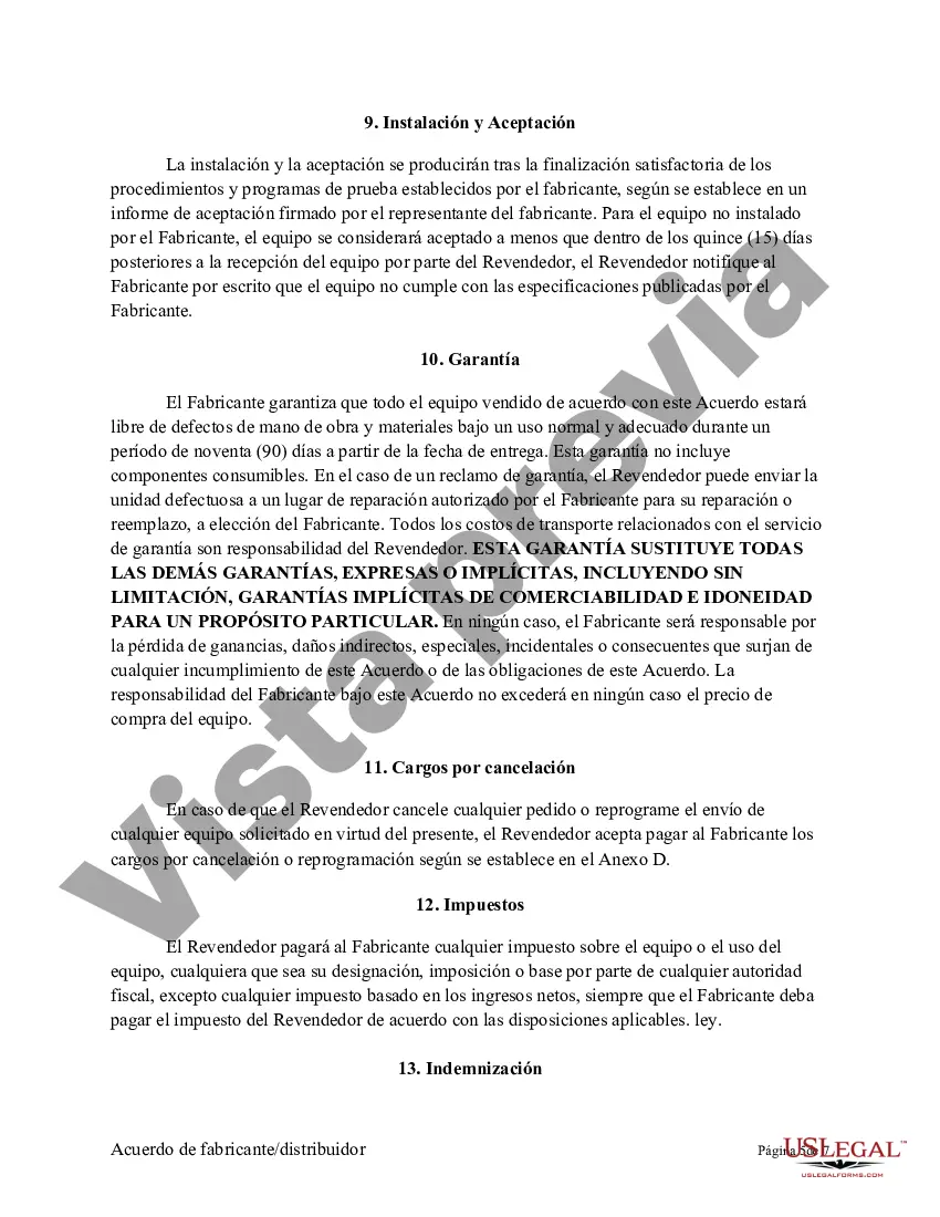 Preview Fabricante - Acuerdo de revendedor