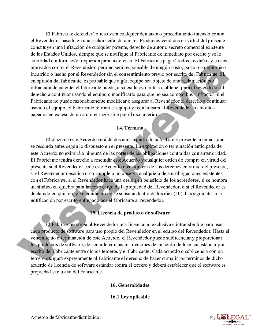 Preview Fabricante - Acuerdo de revendedor