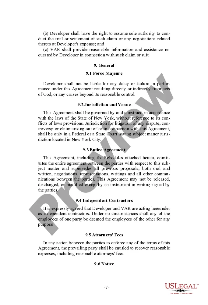 Preview International Value Added Reseller Agreement