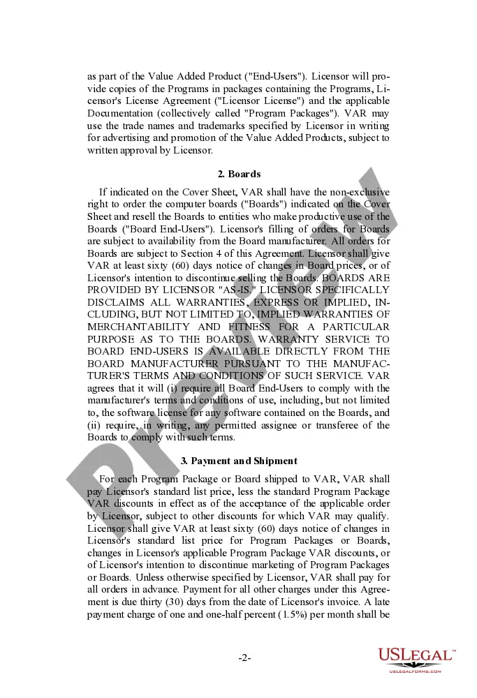 Preview Value Added Reseller Agreement