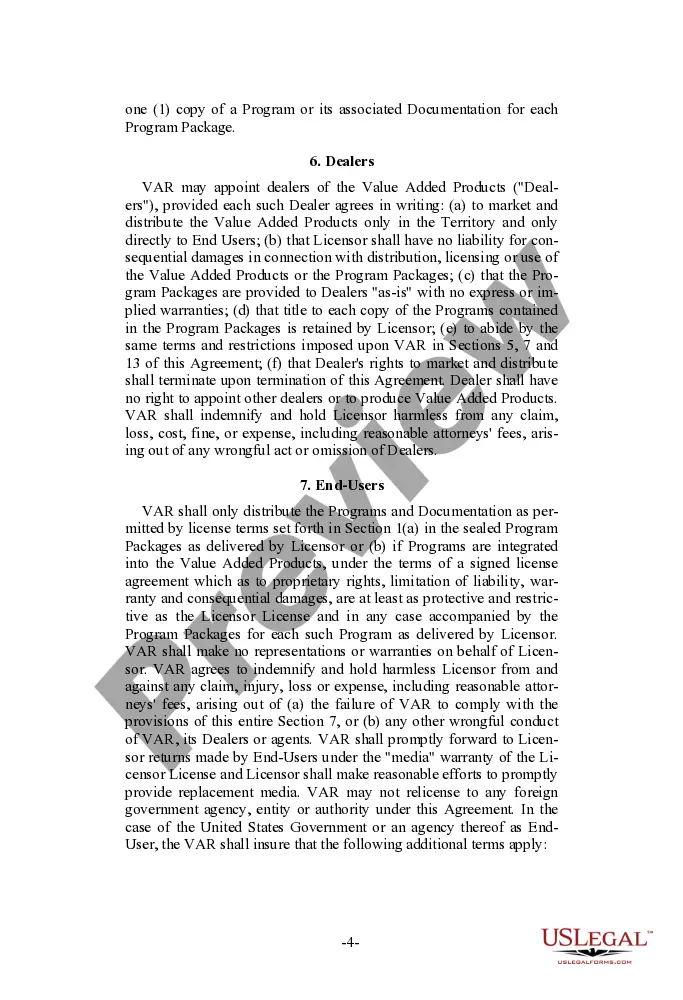 Preview Value Added Reseller Agreement