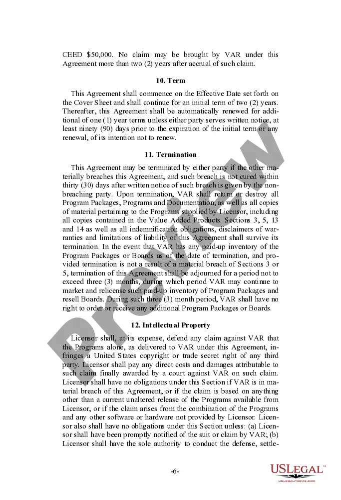 Preview Value Added Reseller Agreement