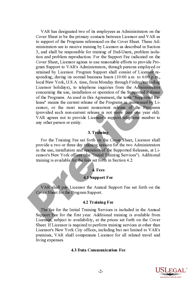 Preview Value Added Reseller Support Agreement