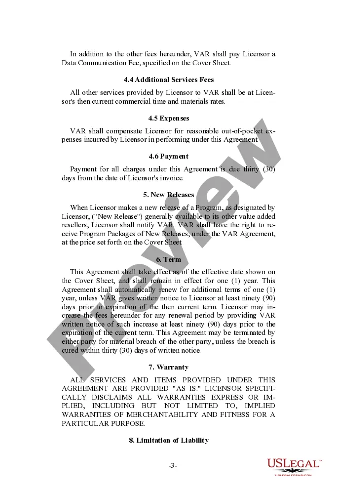 Preview Value Added Reseller Support Agreement