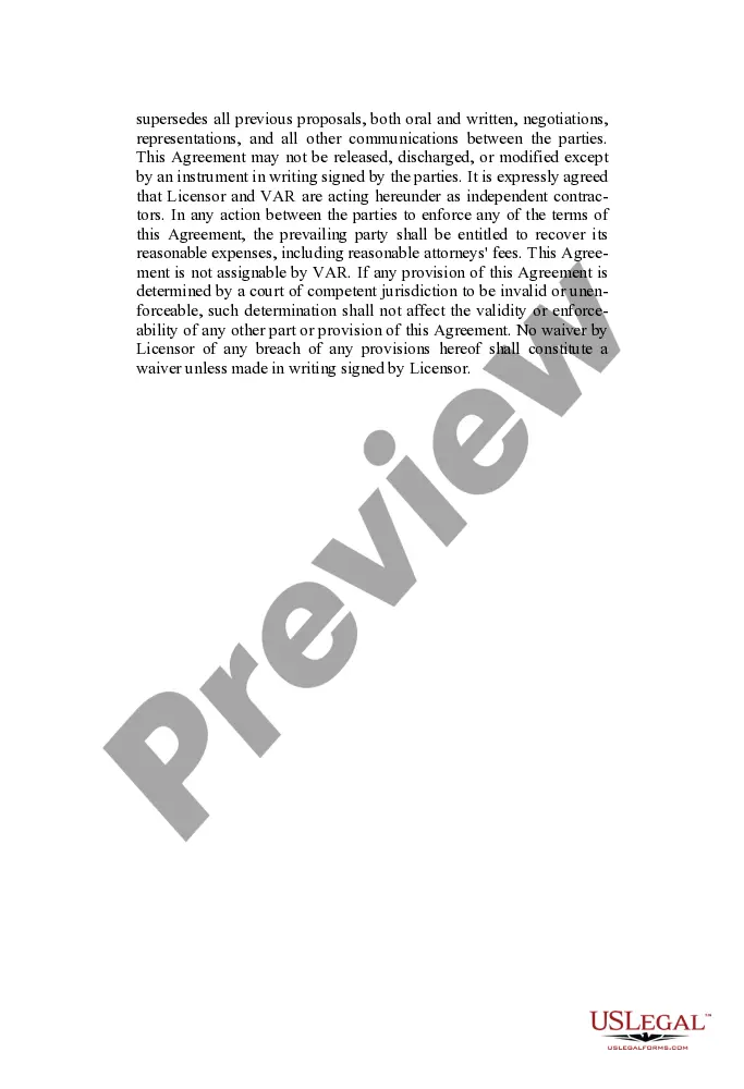 Preview Value Added Reseller Support Agreement