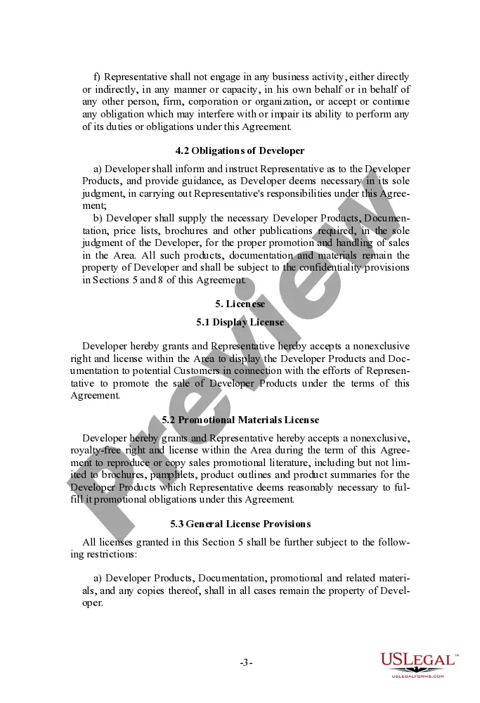Get Sales Representative Agreement for software developer Preview Sales Representative Agreement for software developer