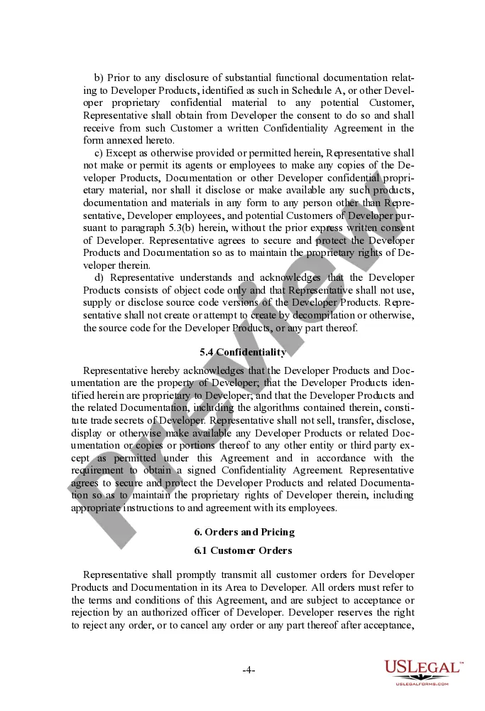 Get Sales Representative Agreement for software developer Preview Sales Representative Agreement for software developer