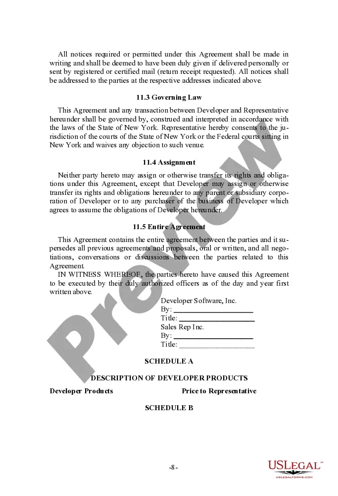 Get Sales Representative Agreement for software developer Preview Sales Representative Agreement for software developer