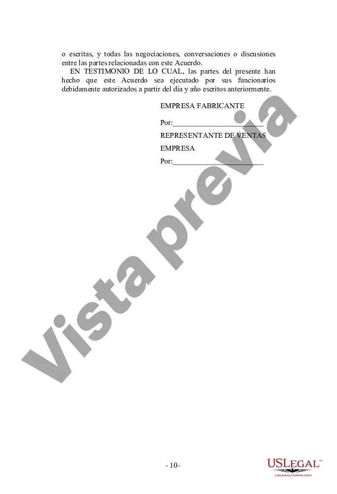 Preview Acuerdo de representante de ventas para fabricante de hardware y software de computadora