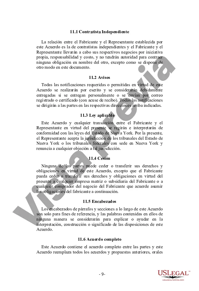 Preview Acuerdo de representante de ventas para fabricante de hardware y software de computadora
