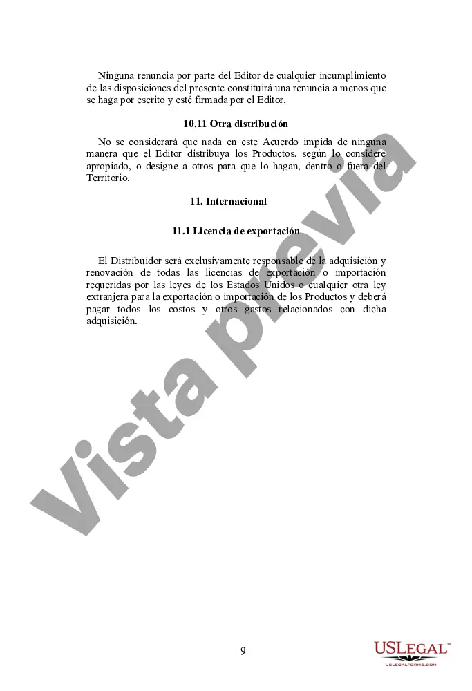 Preview Acuerdo de distribución de software