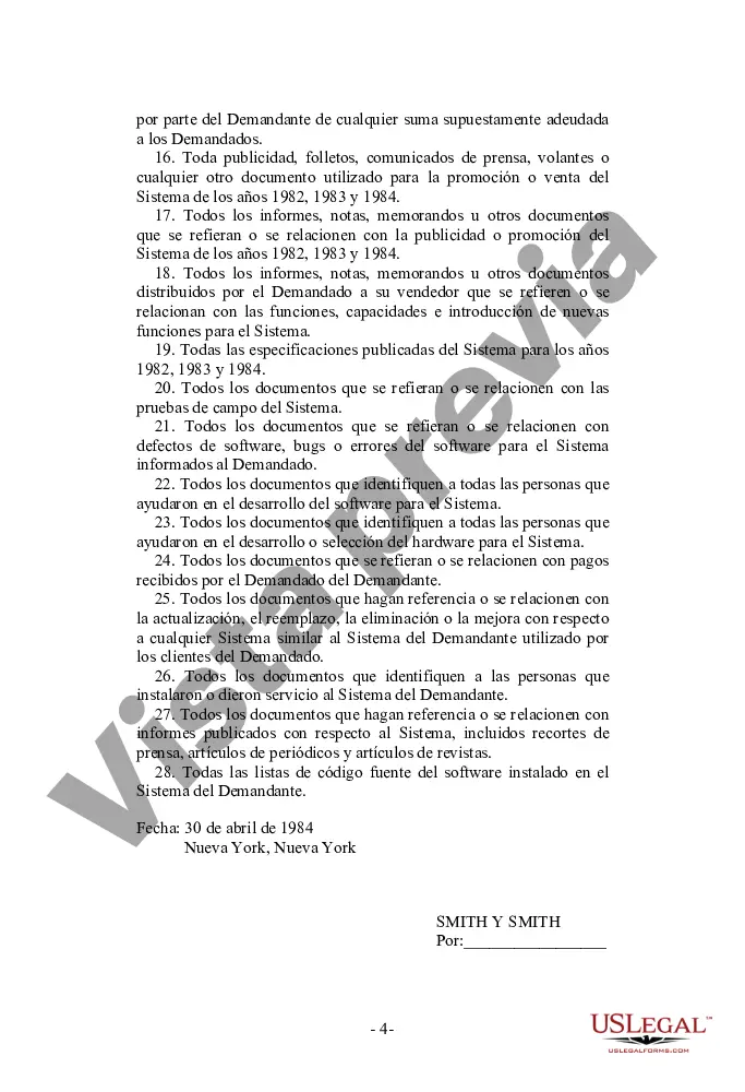 Preview Solicitud del demandante para la producción de documentos