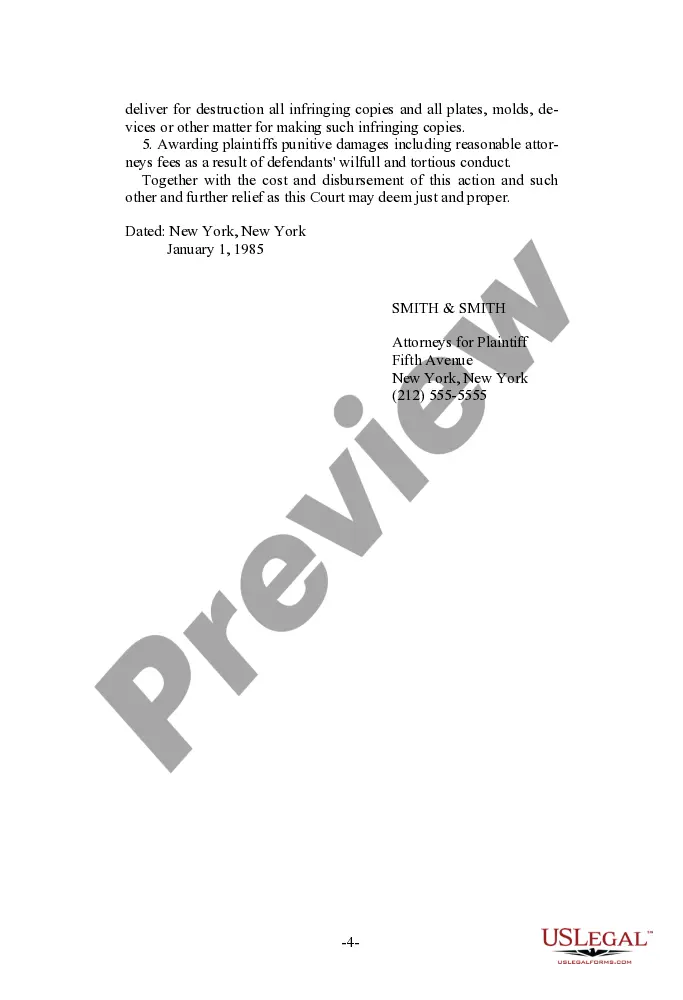 Get Complaint for Copyright Infringement of Computer Software Preview Complaint for Copyright Infringement of Computer Software