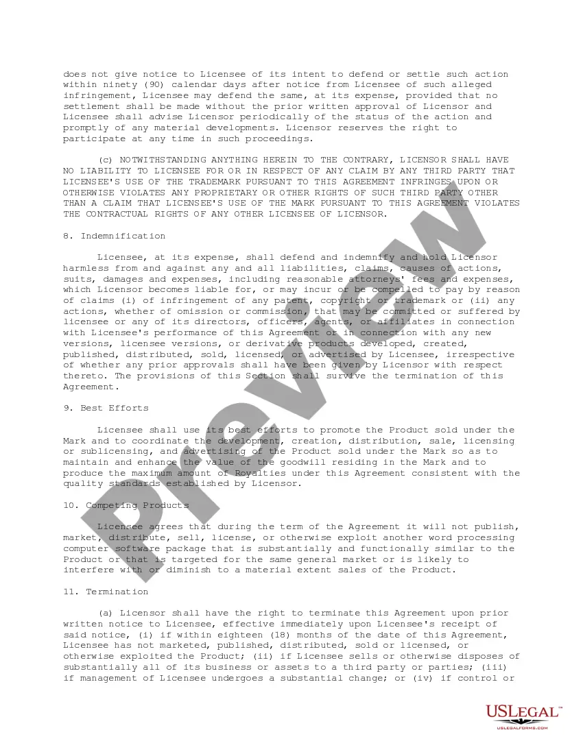 Preview Trademark License Agreement