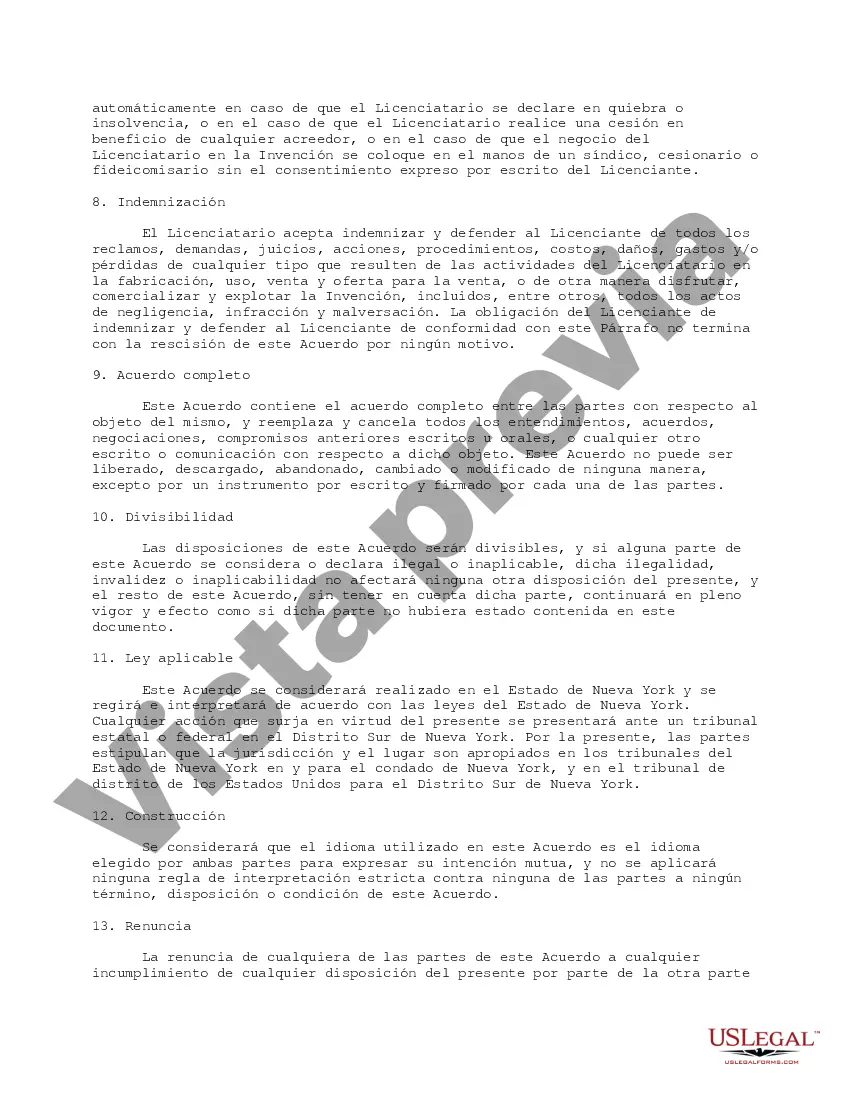 Preview Acuerdo de licencia de patente