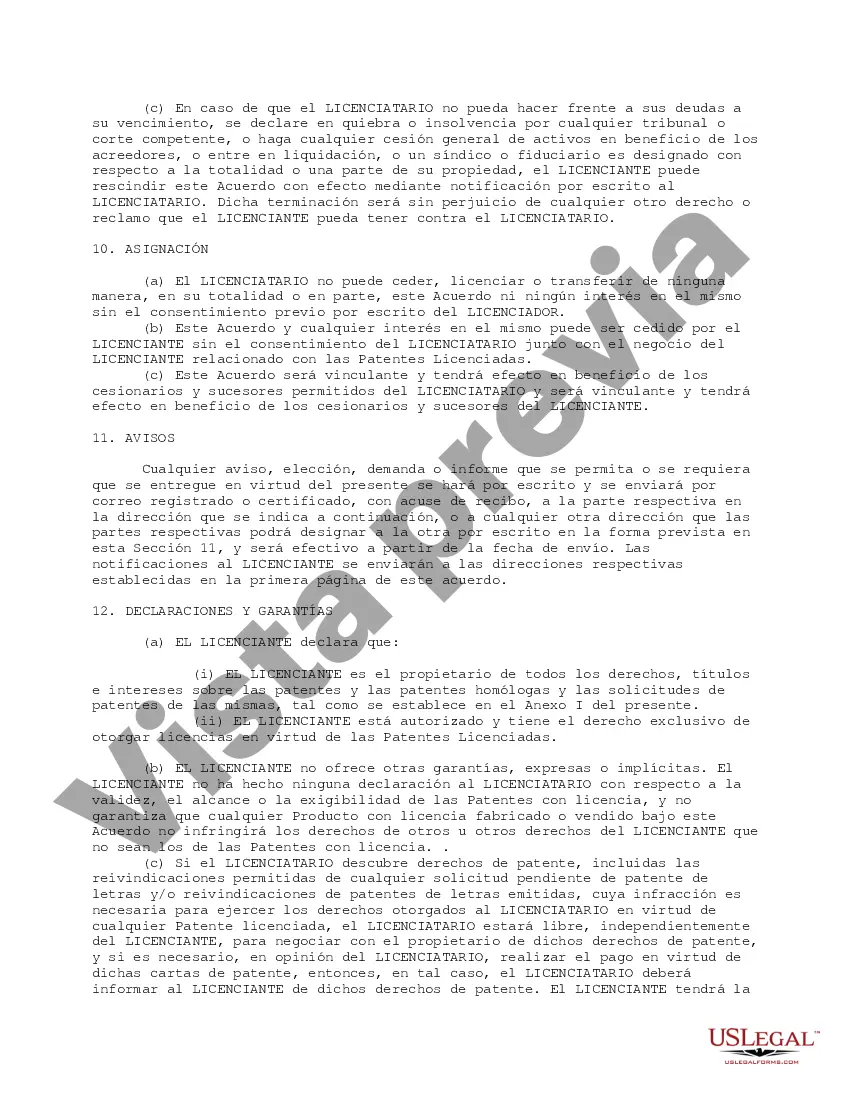 Preview Acuerdo de licencia de patente no exclusivo