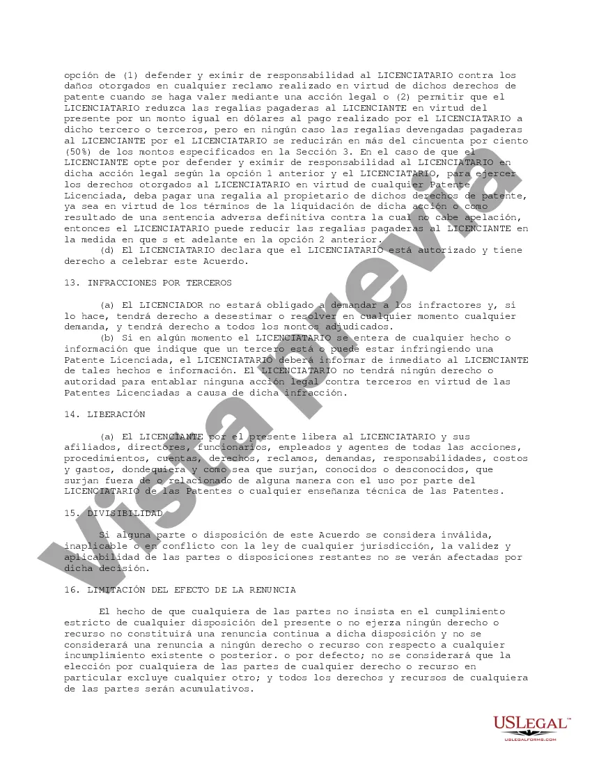 Preview Acuerdo de licencia de patente no exclusivo