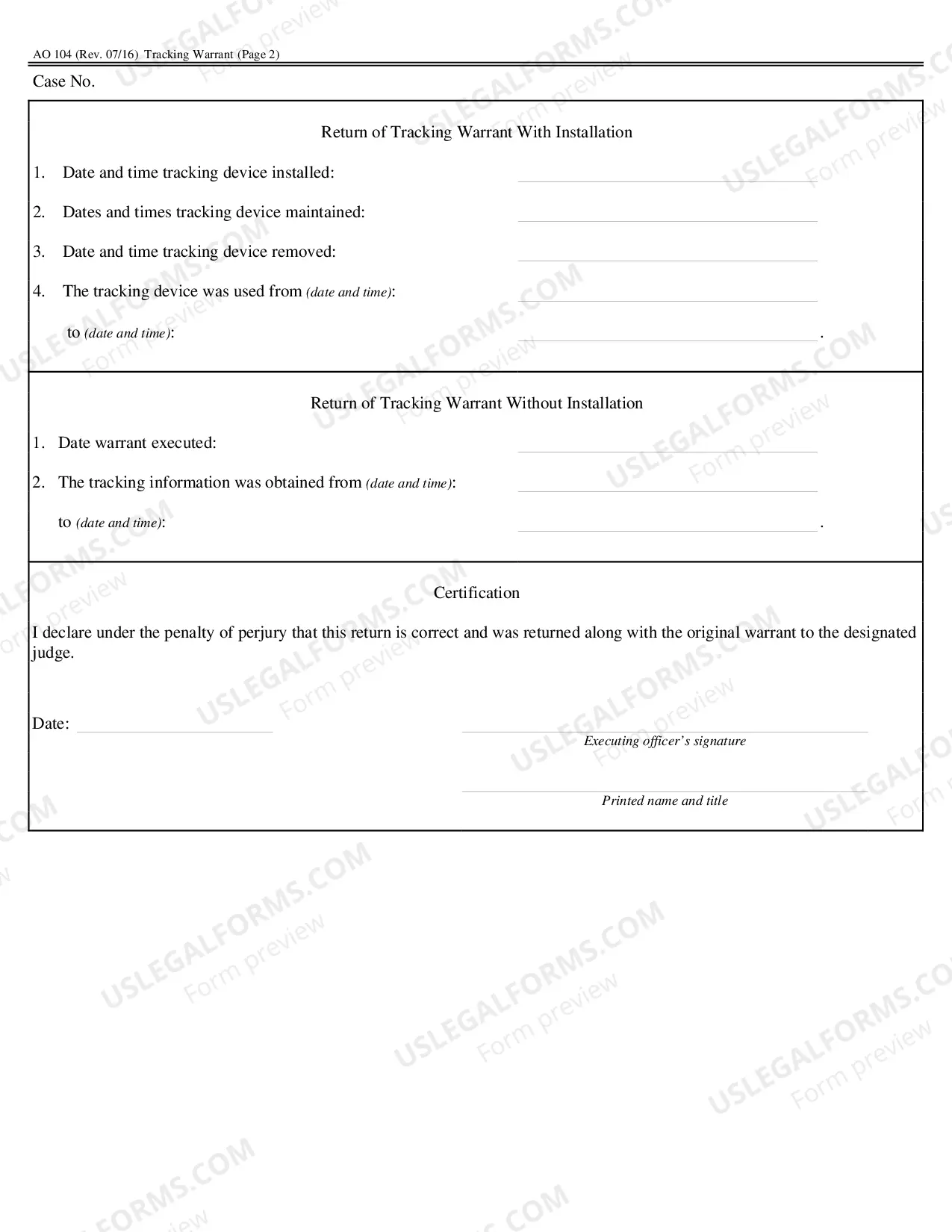 Preview Tracking Warrant