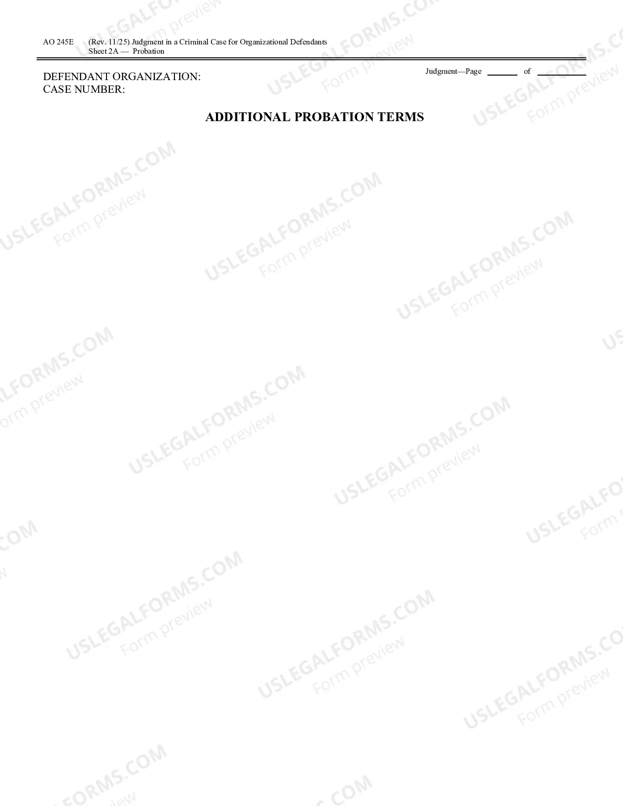 Preview Judgment in a Criminal Case (for Organizational Defendants)