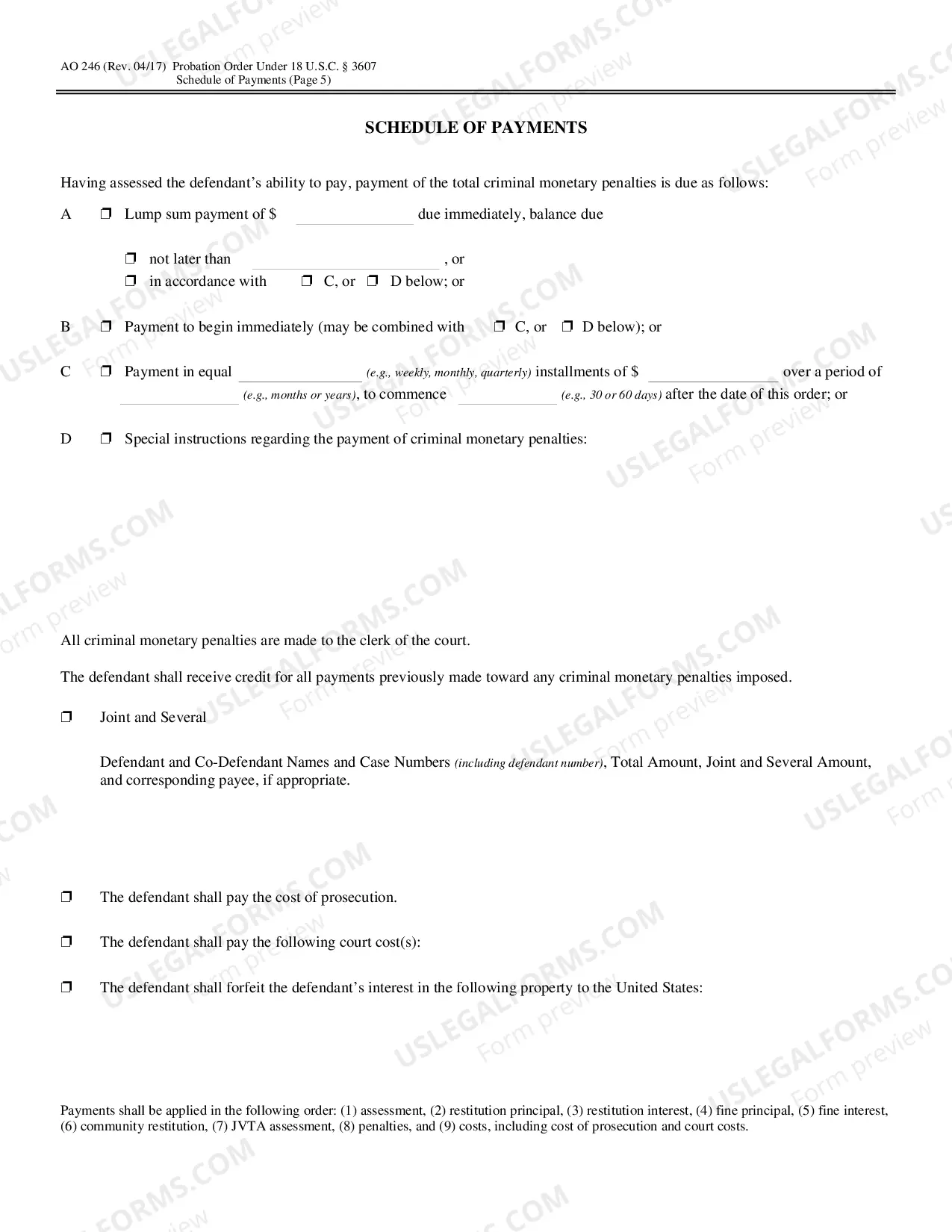 Preview Probation Order Under 18 U.S.C. Sec. 3607