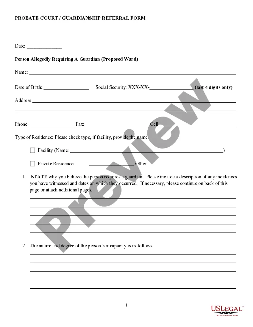 Preview Guardianship Referral Form