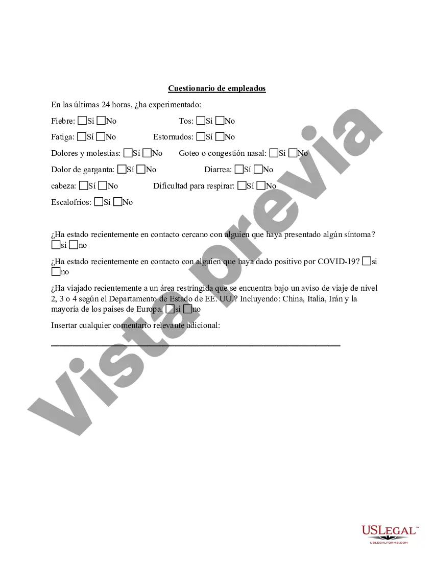 Preview Cuestionario de empleados sobre COVID-19