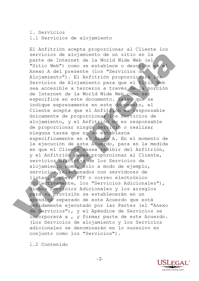 Preview Acuerdo de hospedaje de sitio web orientado al proveedor con disposición de enlace